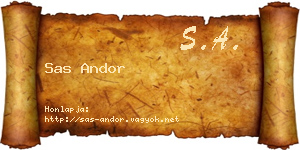 Sas Andor névjegykártya